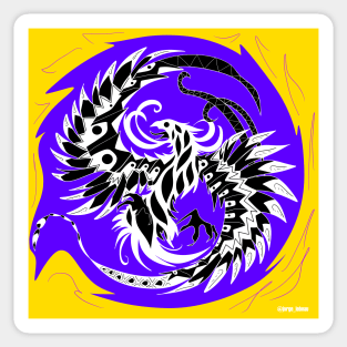 the phoenix in purple fire ball ecopop pattern Sticker